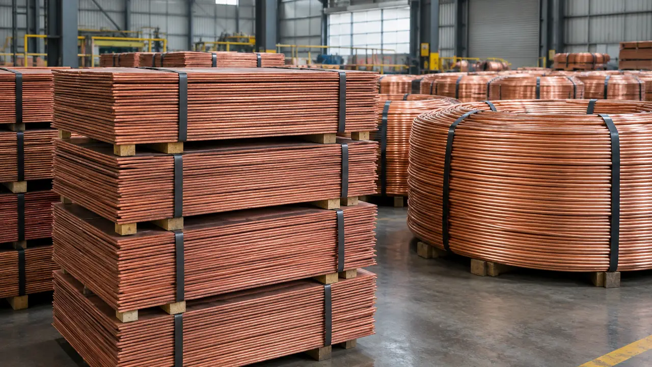 Szene zum Leitfaden Kabelpreise: Kupferdrahtringe und fertige Kabeltrommeln neben einem Angebotsblatt mit Metallpreiszeilen