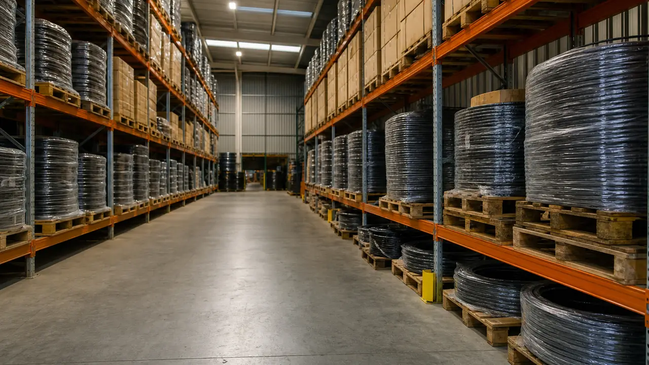 Cable drums, coiled building wire and boxed network cable grouped for different cable sourcing programs
